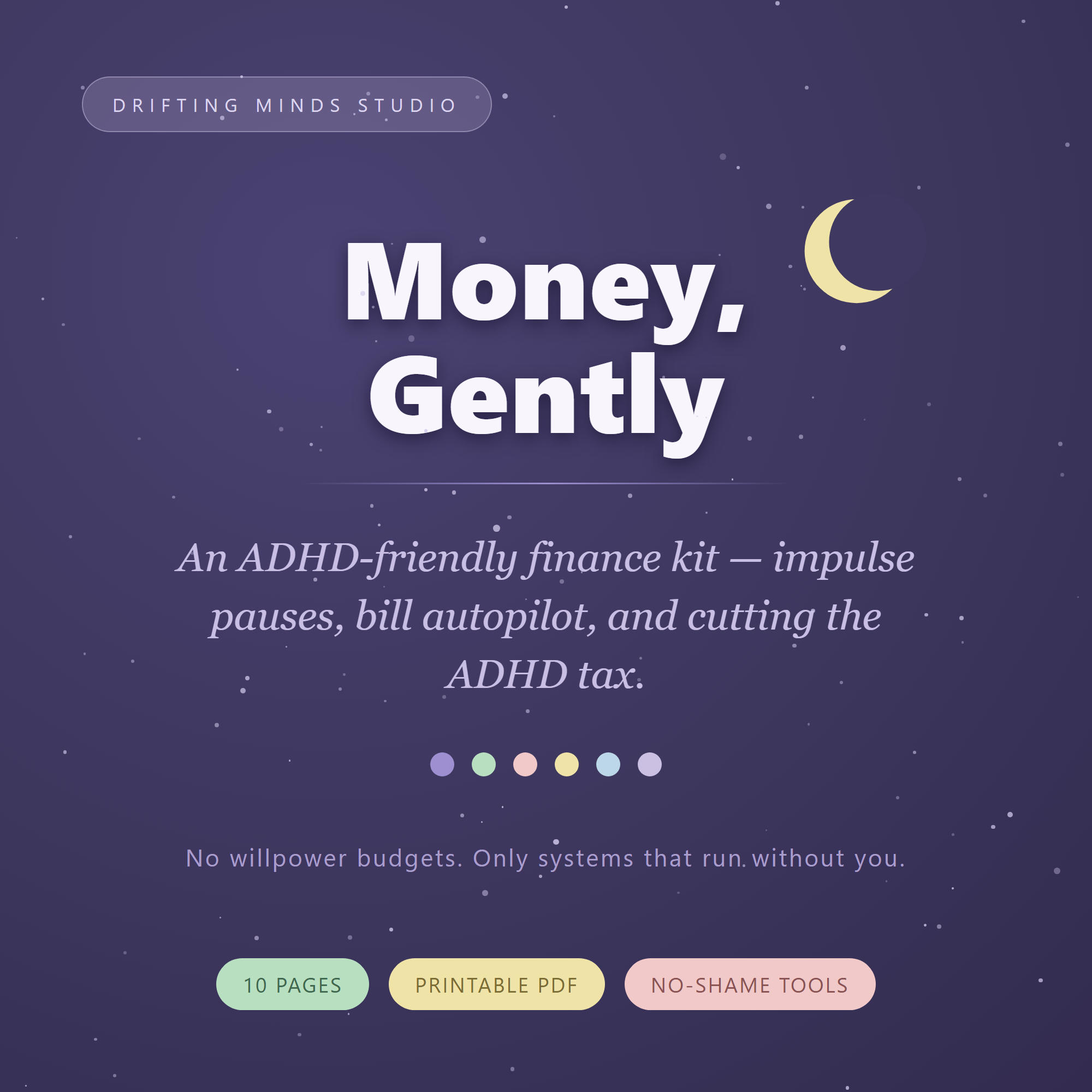 Included in the bundle: Money, Gently - ADHD-friendly finance kit