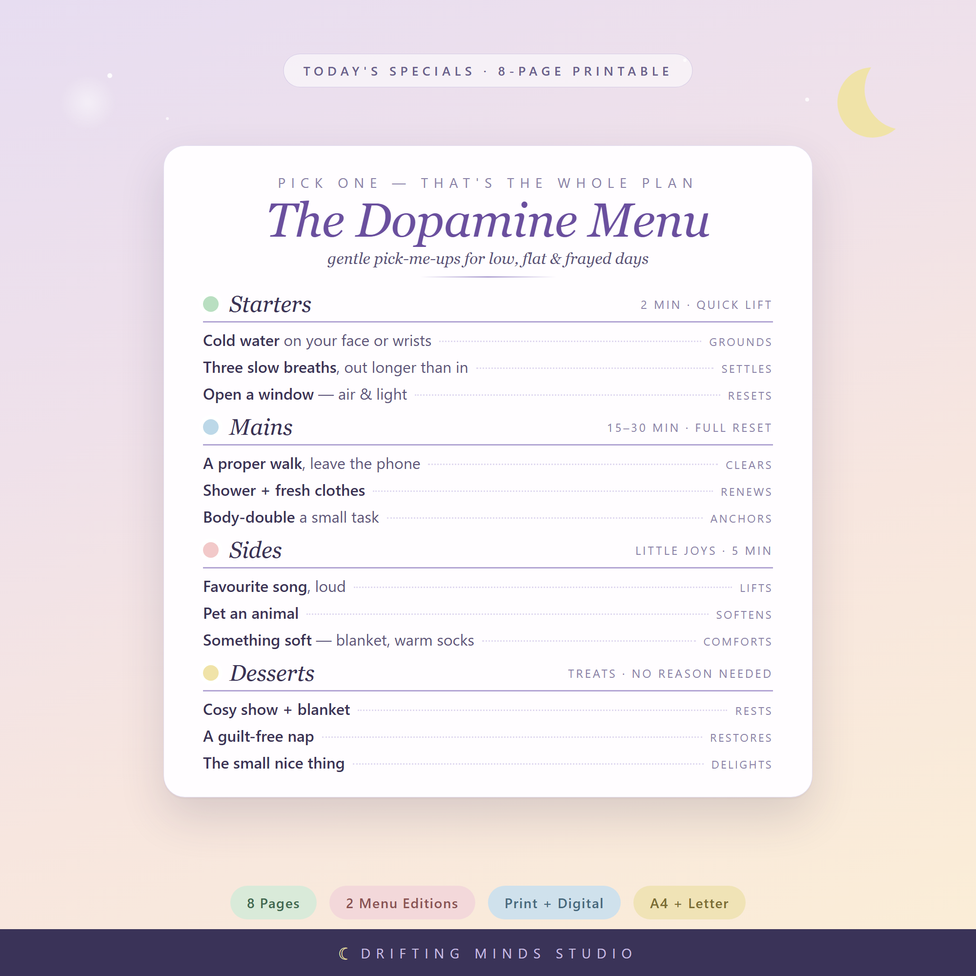The Dopamine Menu — a full menu of gentle ADHD pick-me-ups for low days