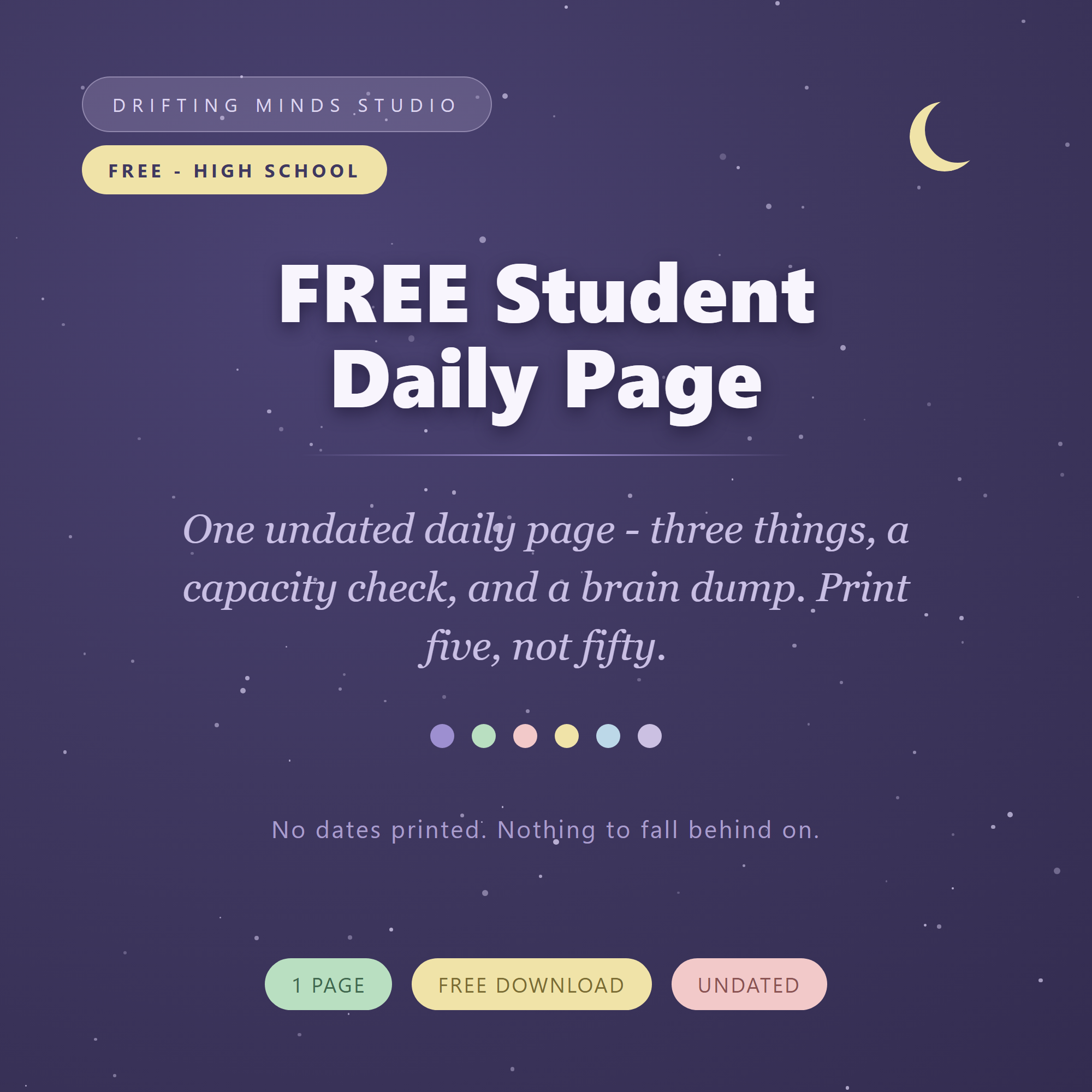 FREE ADHD Student Daily Planner Page cover