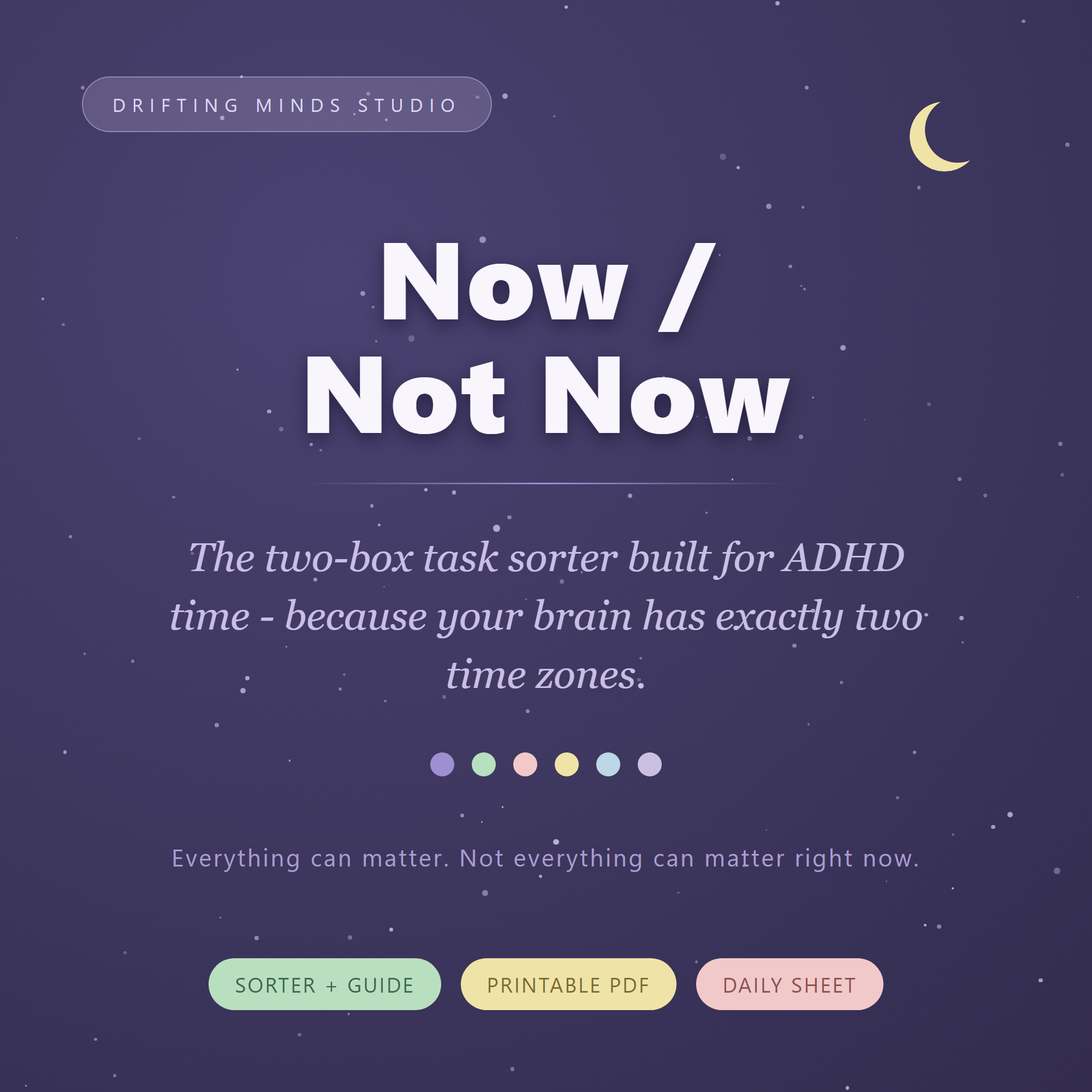 Now Not Now — ADHD two-box task sorter printable