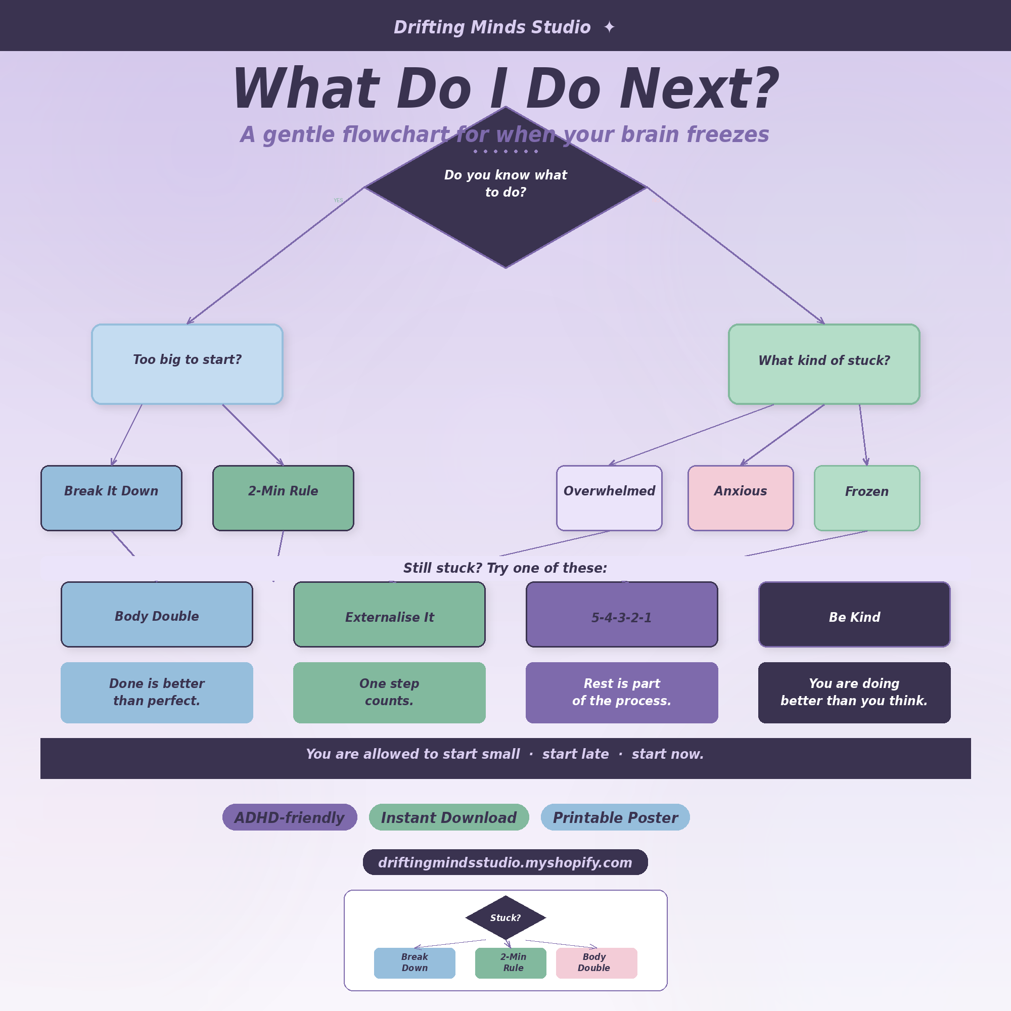 What Do I Do Next - ADHD flowchart printable - cover art