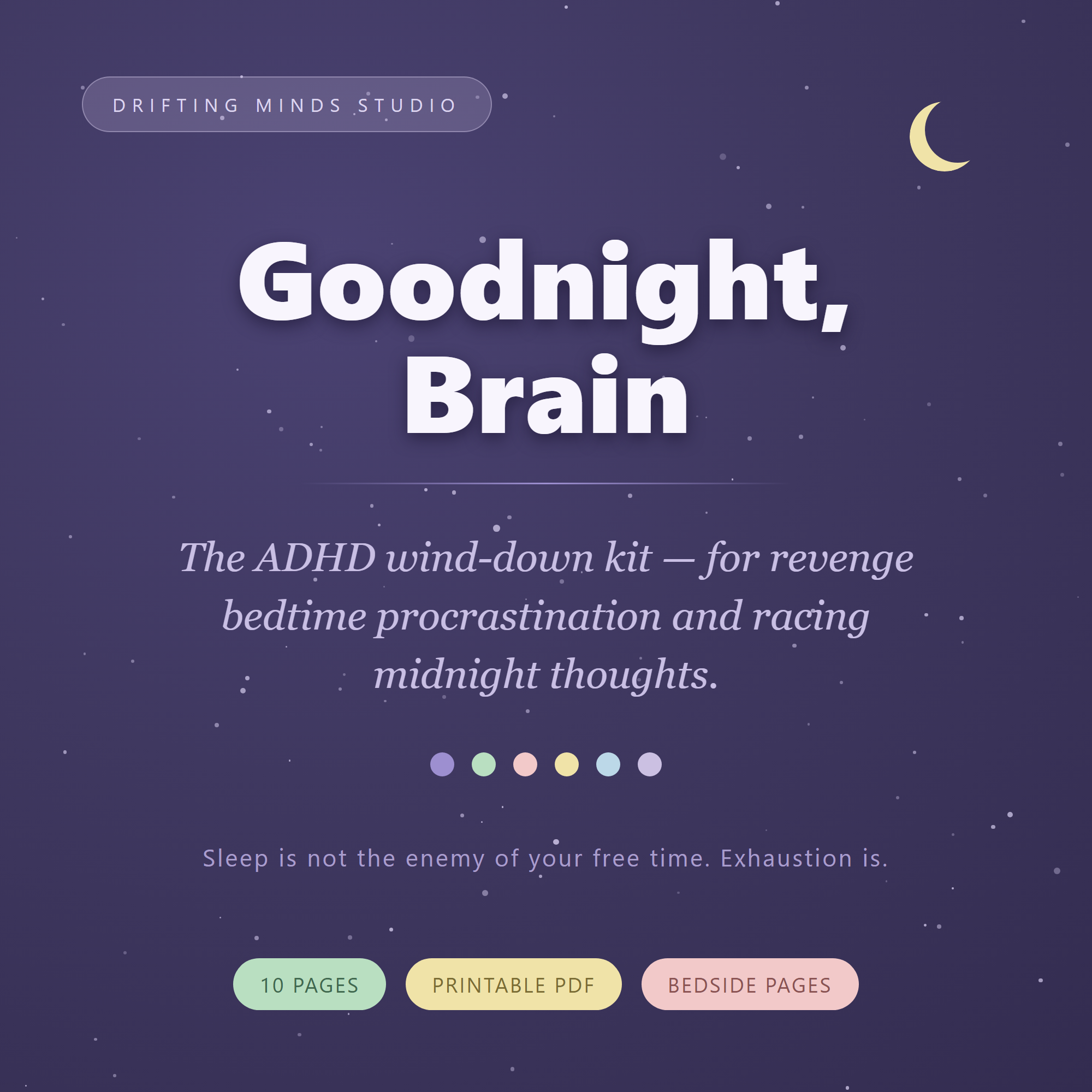 Goodnight Brain — ADHD sleep and wind-down kit printable, Drifting Minds Studio