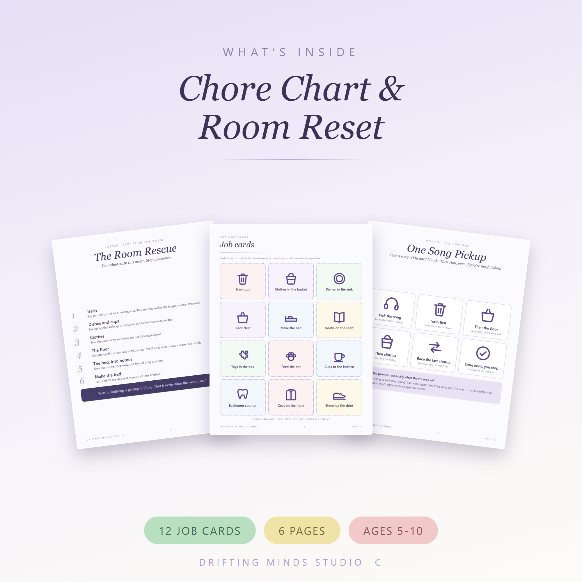 What's inside - Chore Chart and Room Reset for Kids