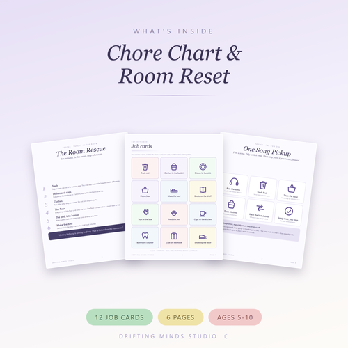 What's inside - Chore Chart and Room Reset for Kids
