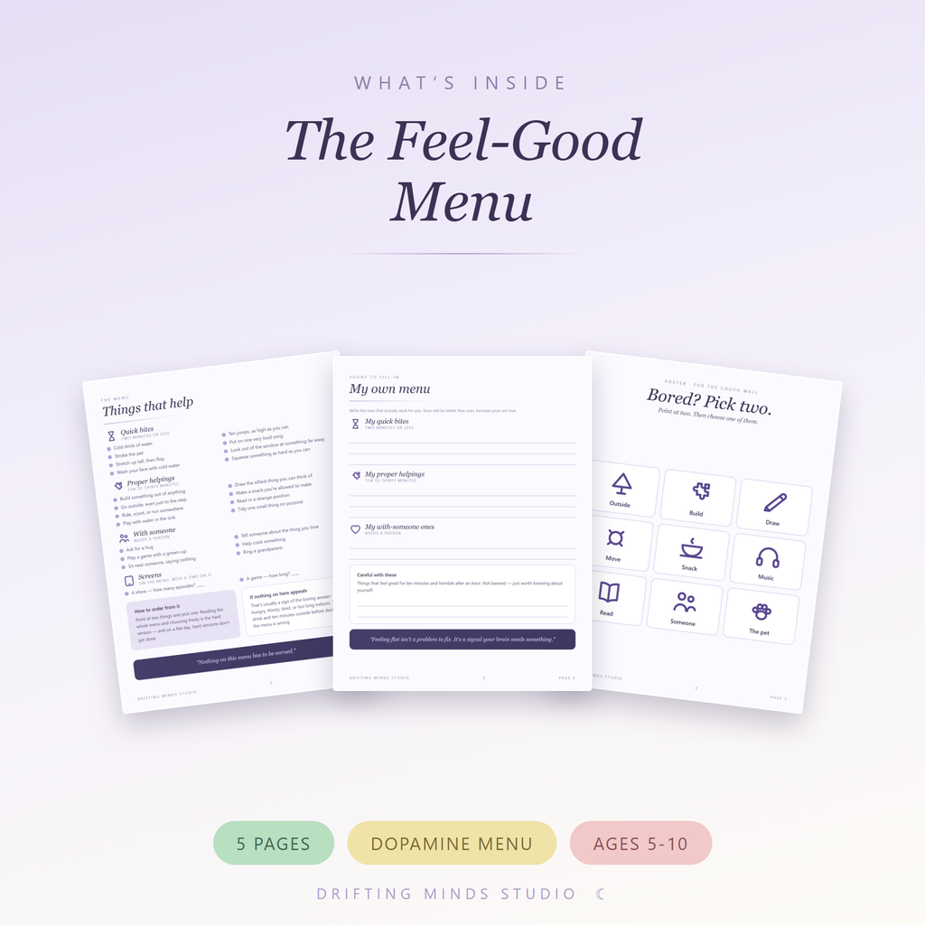 What's inside - Dopamine Feel-Good Menu for Kids