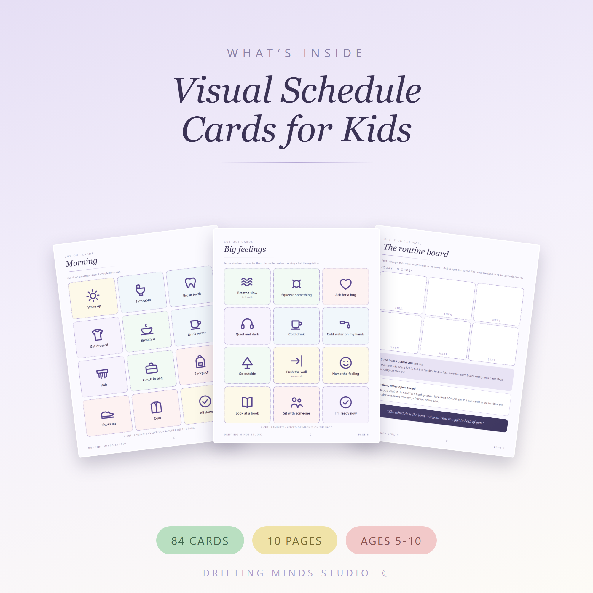 What's inside - Visual Schedule Cards for Kids
