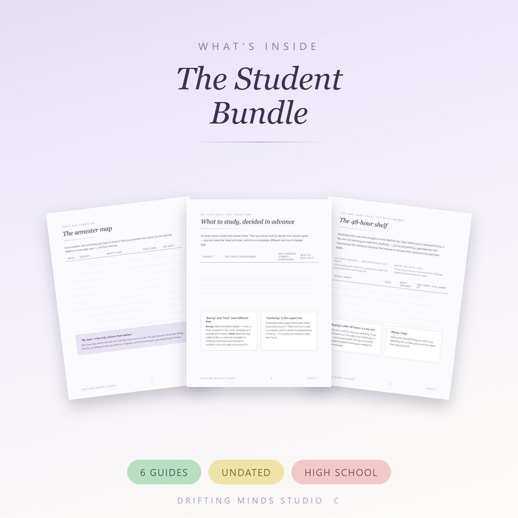 What's inside the ADHD Student Bundle — semester map, study planner and money pages