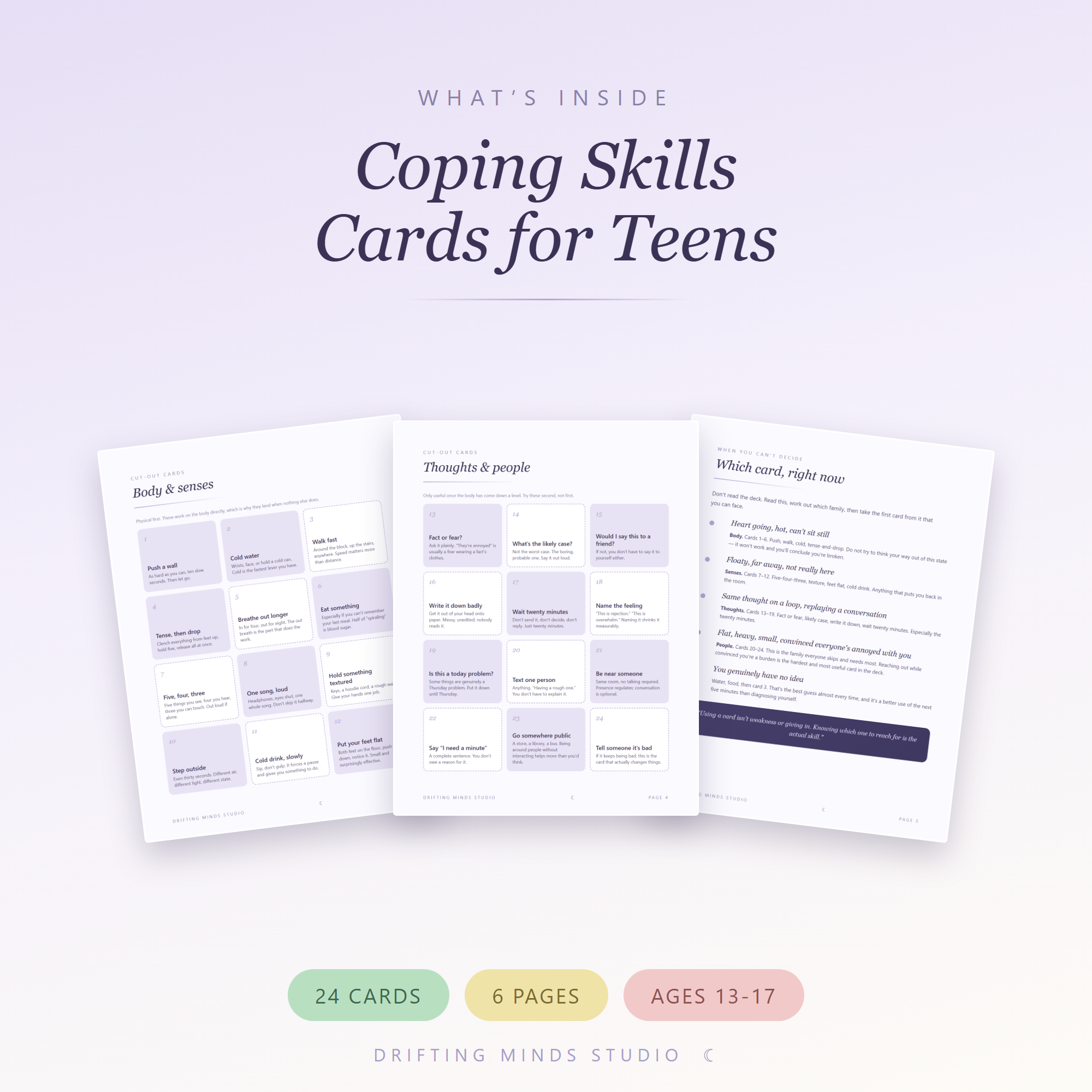What's inside - Coping Skills Cards for Teens