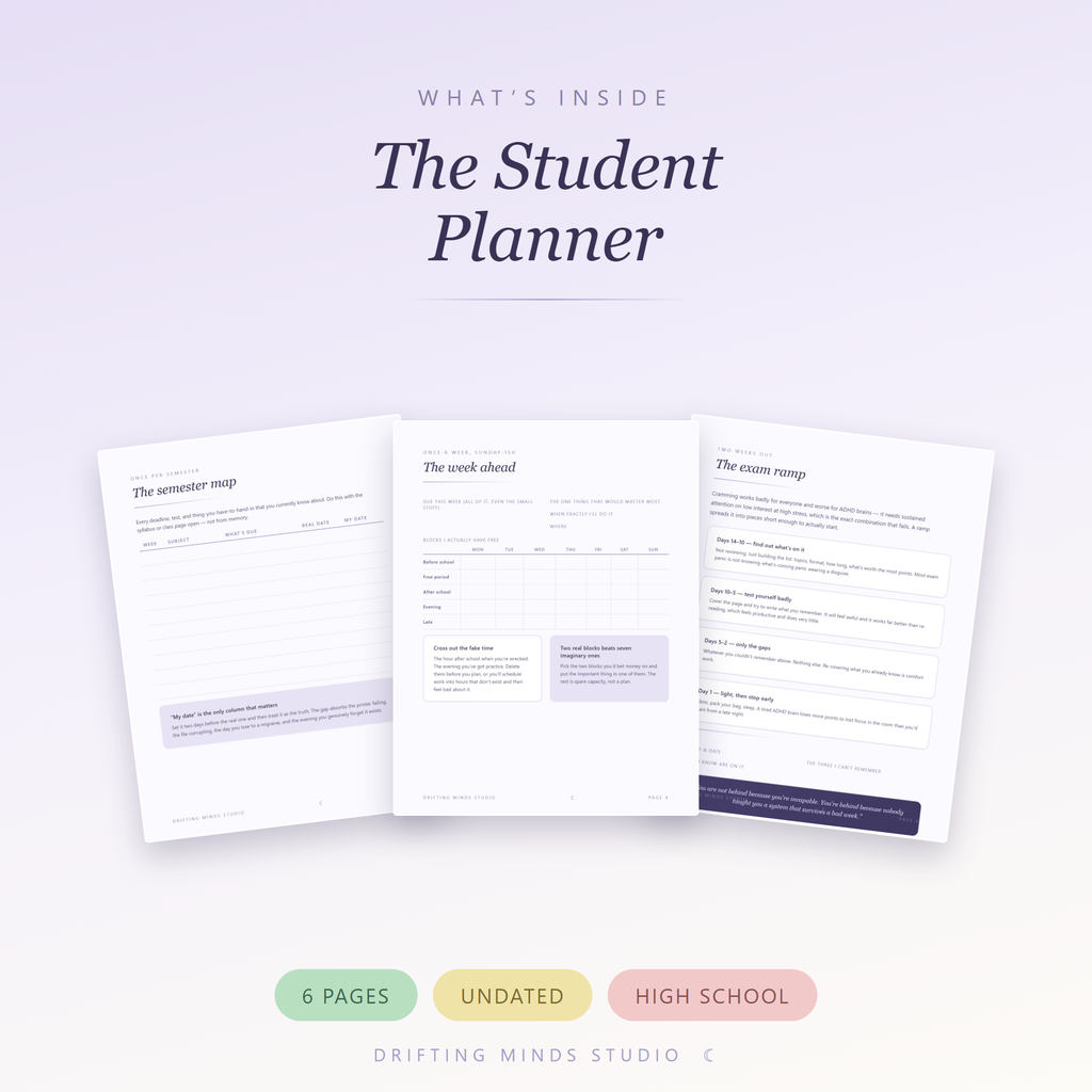 What's inside - ADHD Student Planner