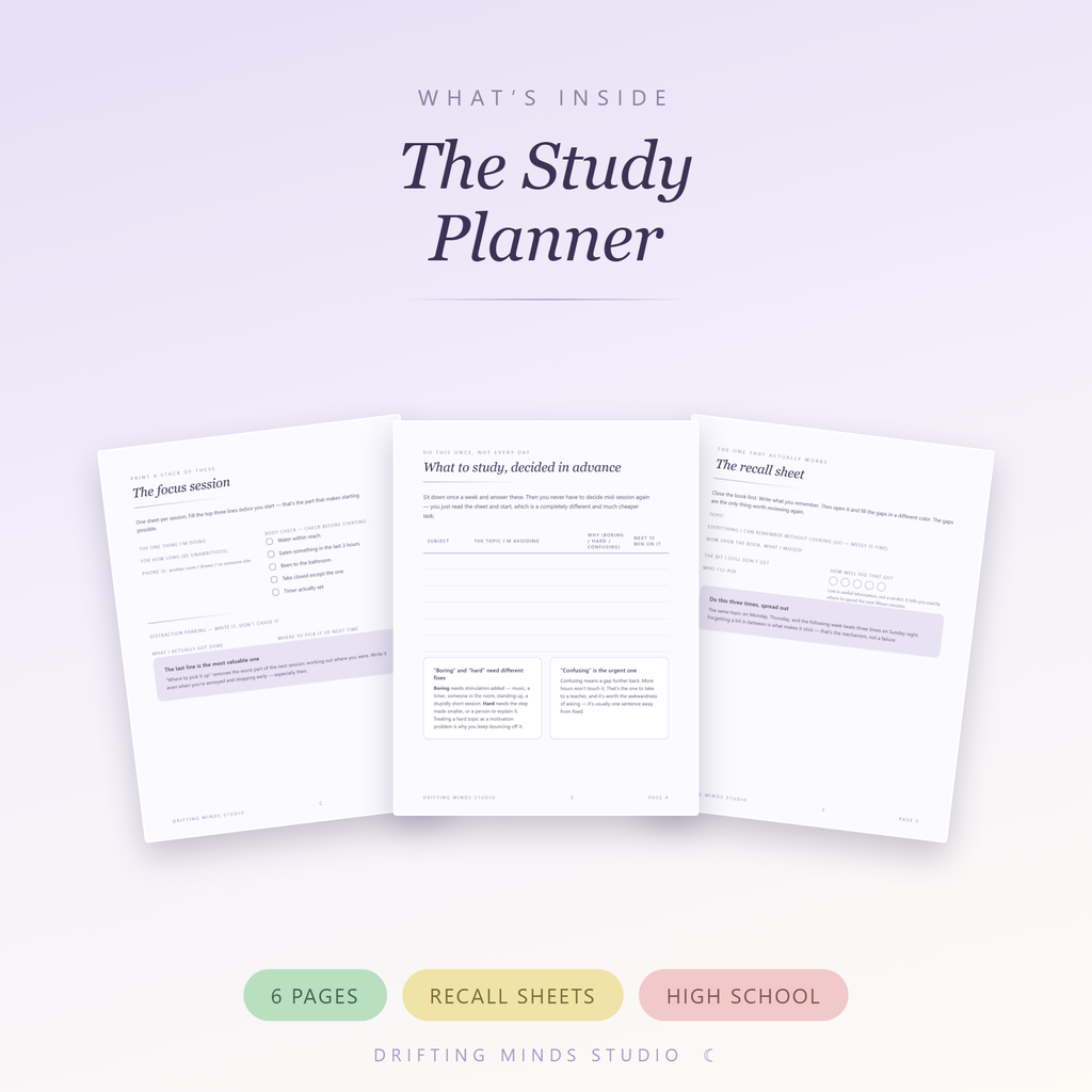 What's inside - ADHD Study Planner