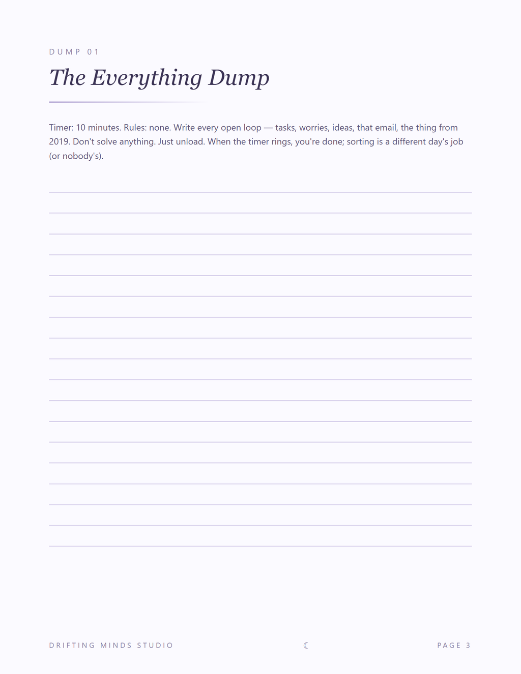 Brain Dump worksheet preview