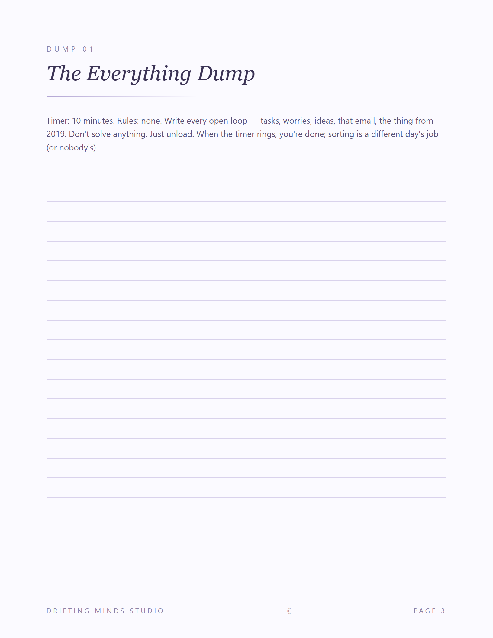 Brain Dump worksheet preview