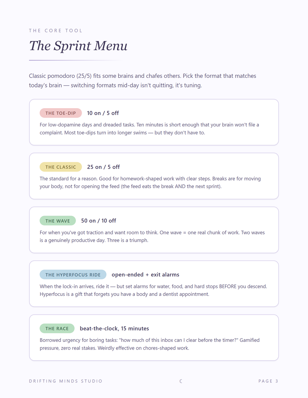 Focus session sheet preview