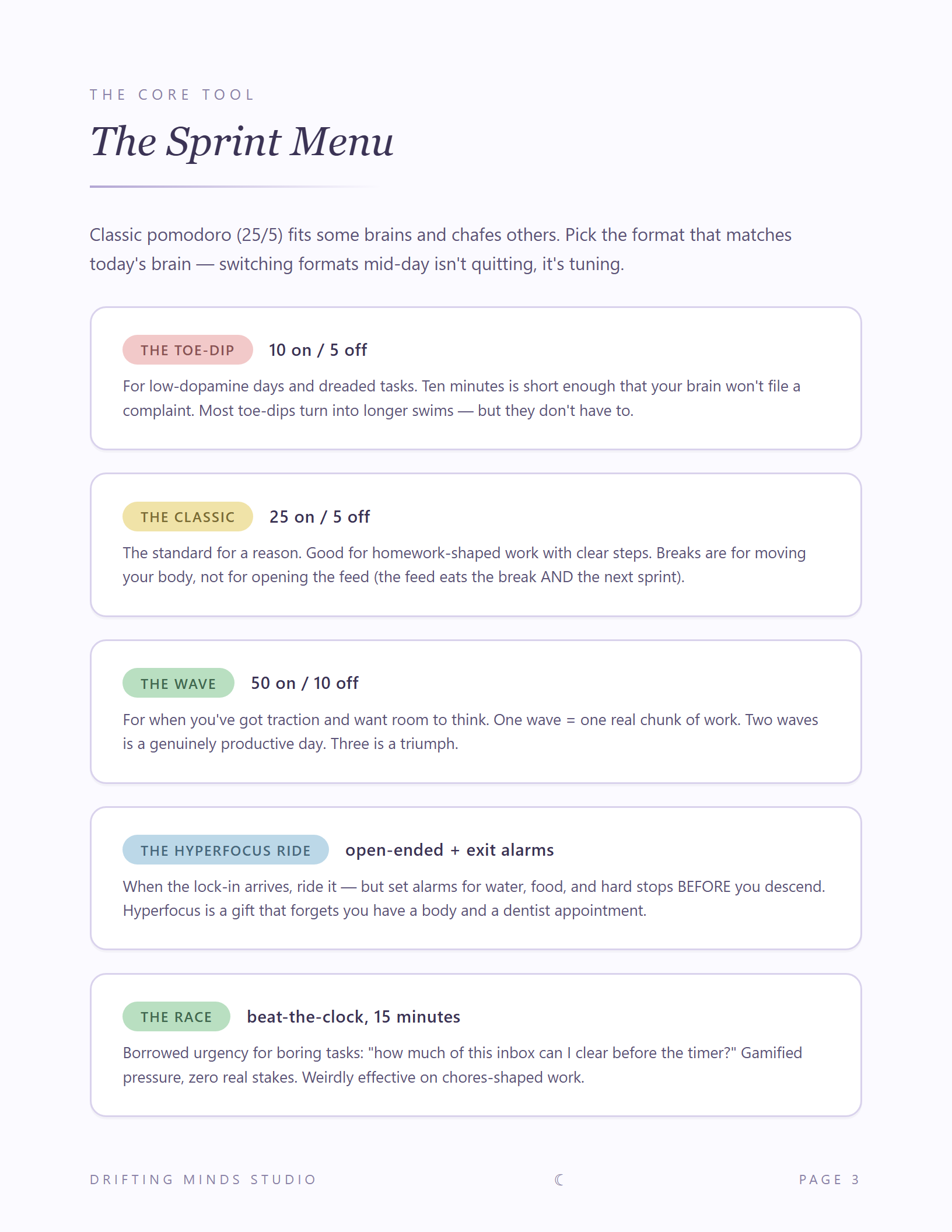 Focus session sheet preview