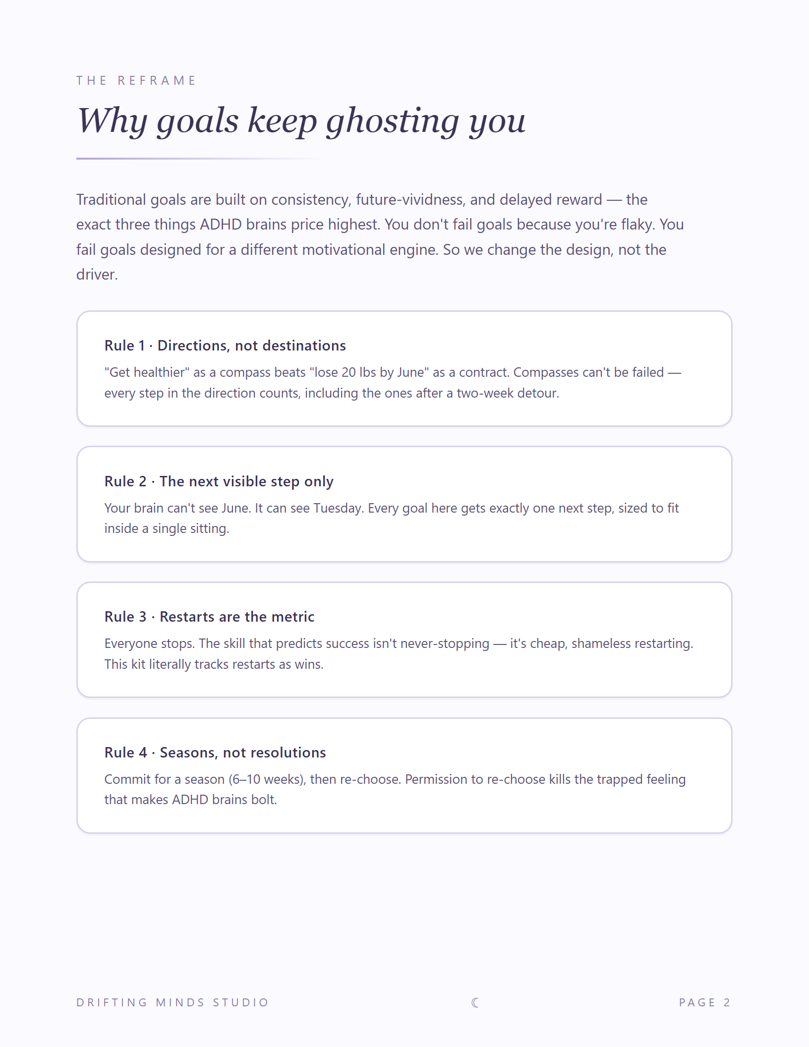Gentle Goals Kit interior page