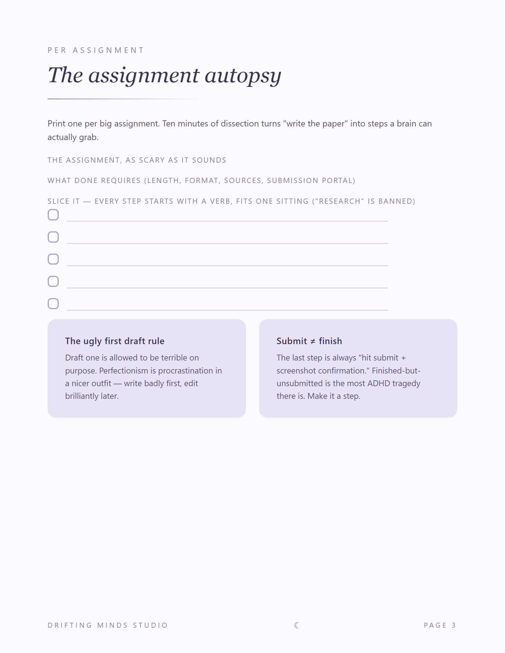 Assignment autopsy page preview