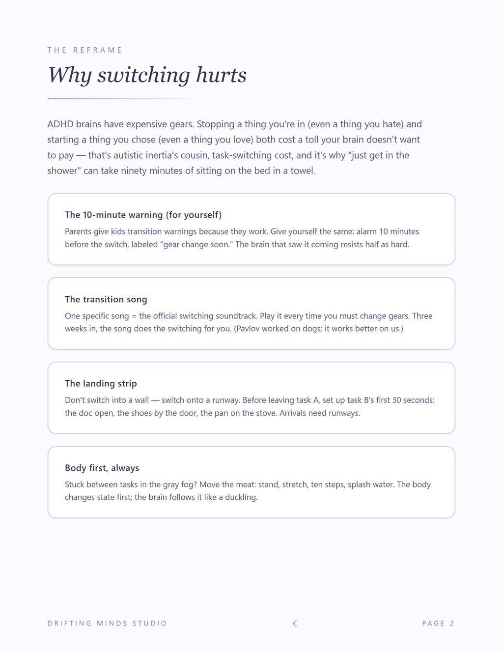 The Transition Helper interior page
